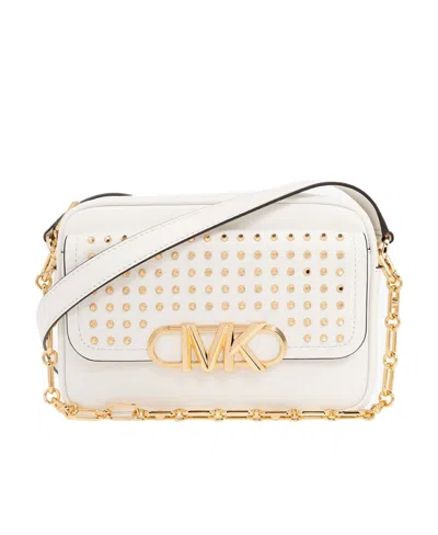 Michael Michael Kors Logo-plaque Leather Crossbody Bag In White