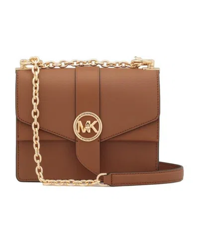 Michael Michael Kors Logo-plaque Leather Shoudler Bag In Brown