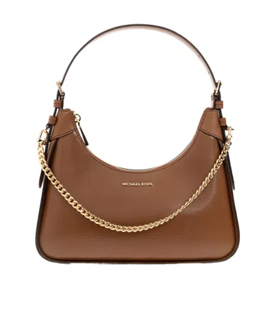 Michael Michael Kors Logo-plaque Leather Shoulder Bag In Brown