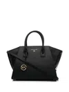 Michael Michael Kors Logo-plaque Leather Tote Bag In Black