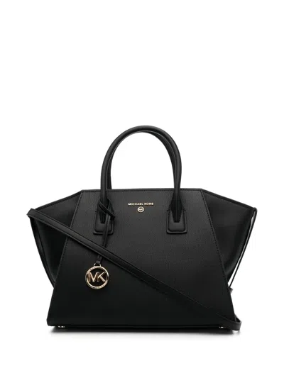 Michael Michael Kors Logo-plaque Leather Tote Bag In Black
