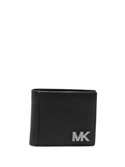 Michael Michael Kors Logo-plaque Leather Wallet In Black