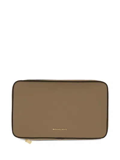 Michael Michael Kors Logo-plaque Leather Wallet In Brown