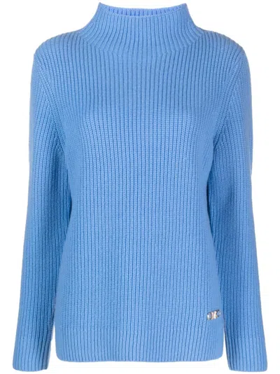 Michael Michael Kors High-neck Chunky-knit Jumper In Azure