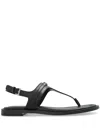 Michael Michael Kors Mandy Leather T-strap Sandal In Black
