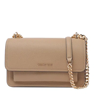 Michael Michael Kors Logo Plaque Shoulder Bag In Beige