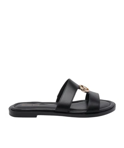 Michael Michael Kors Logo Plaque Slip-on Slides In Black