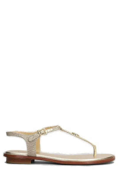 Michael Michael Kors Mallory Thong-strap Sandals In Golden