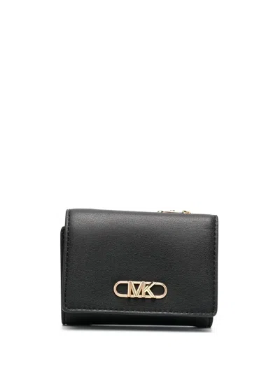 Michael Michael Kors Logo-plaque Trifold Wallet In Black