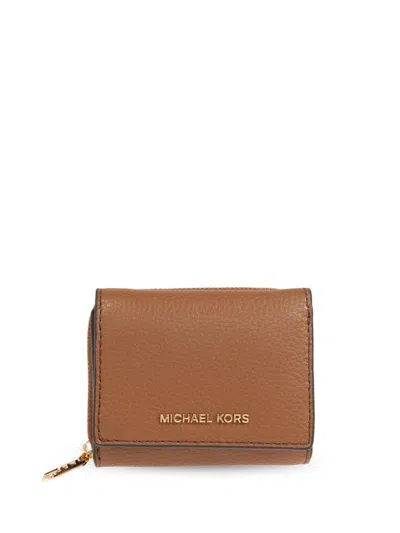 Michael Michael Kors Logo Plaque Wallet In Brown