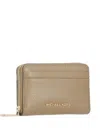 Michael Michael Kors Logo-plaque Zip-around Wallet In Neutral