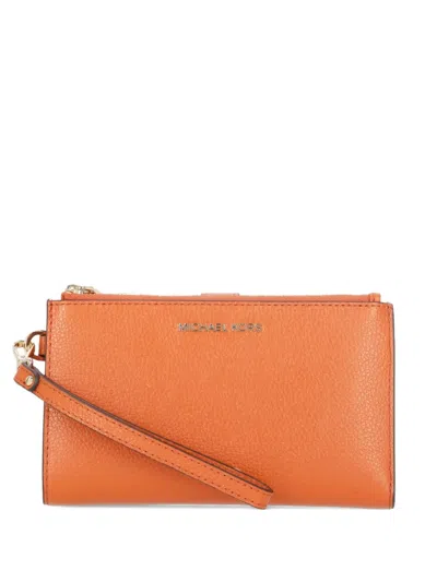 Michael Michael Kors Logo-plaque Zip-around Wallet In Orange