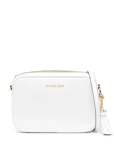 Michael Michael Kors Logo-plaque Zip-up Satchel Bag In White