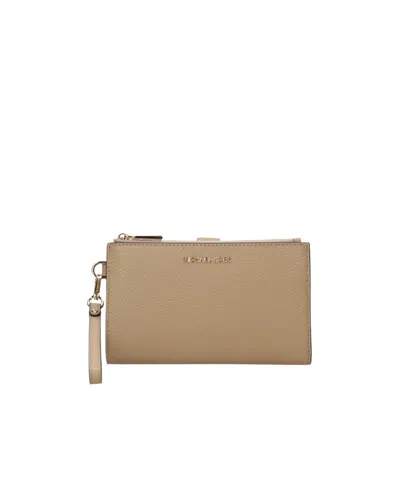 Michael Michael Kors Logo-plaque Zip Wallet In Nude