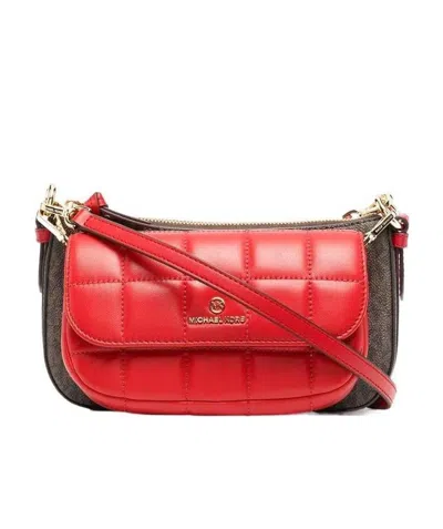 Michael Michael Kors Logo-print Double Cross-body Bag In Red