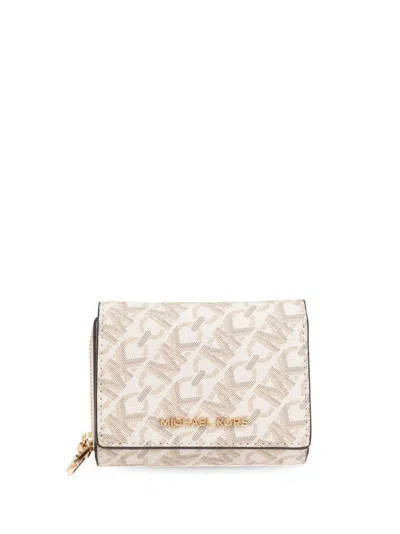 Michael Michael Kors Logo Print Wallet In Beige
