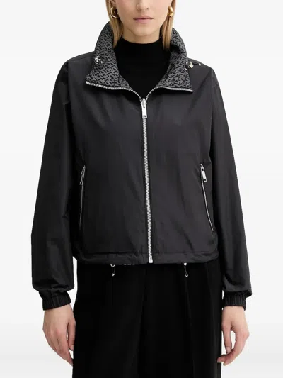 Michael Michael Kors Logo-print Zip-front Jacket In Black