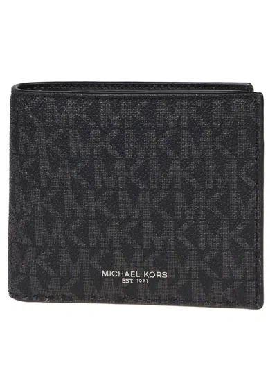 Michael Michael Kors Logo Printed Bi-fold Wallet In Black