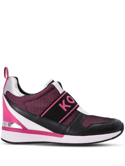 Michael Michael Kors Logo-strap Wedge-heel Sneakers In Pink