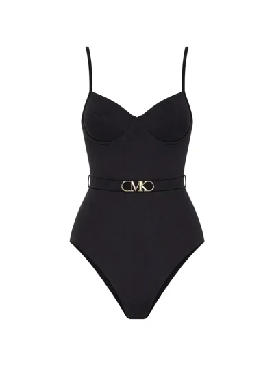 Michael Michael Kors Logo Swimsuit In Black