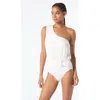 Michael Michael Kors Logo U-bar One Shoulder One Piece Swimsuit In White