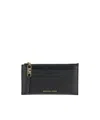 Michael Michael Kors Logo Zipper Wallet In Black