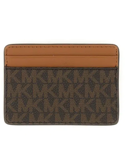 Michael Michael Kors Logo-accented Card Case In Brown