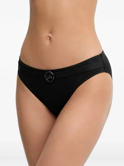 Michael Michael Kors Logo-belted Bikini Bottom In Black