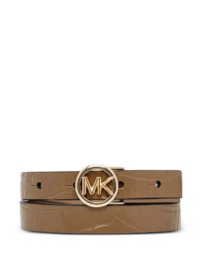 Michael Michael Kors Logo-buckle Belt In Brown