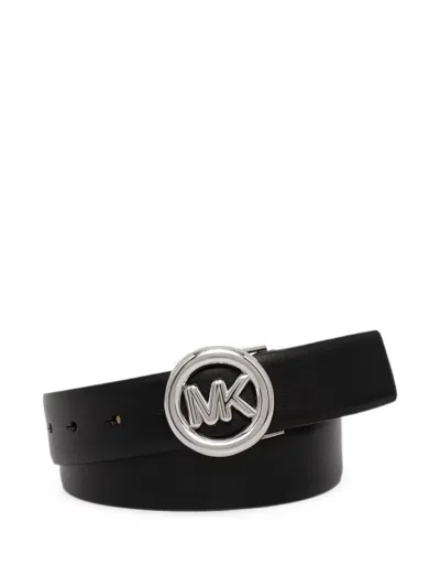 Michael Michael Kors Logo-buckle Leather Belt In Black