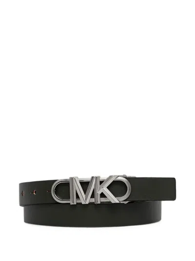 Michael Michael Kors Logo-buckle Leather Belt In Black