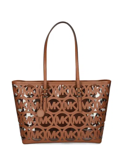 Michael Michael Kors Logo-cutout Tote Bag In Brown