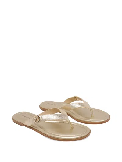 Michael Michael Kors Logo-detail Round-toe Sandals In Gold