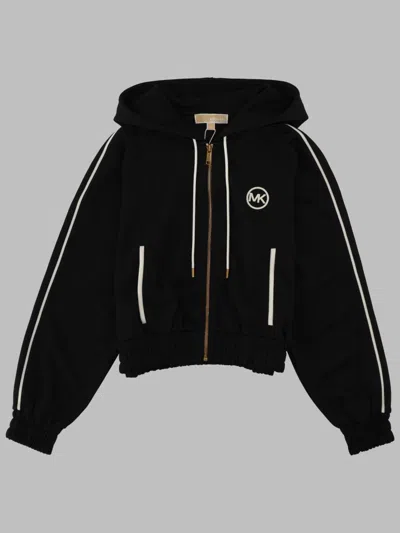 Michael Michael Kors Michael By Michael Kors Felpa In Piqué Con Logo E Zip In Black