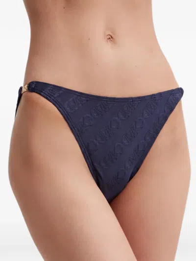 Michael Michael Kors Logo-pattern Bikini Bottoms In Blue
