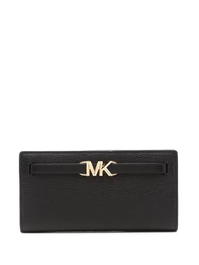 Michael Michael Kors Logo-plaque Bi-fold Leather Wallet In Black