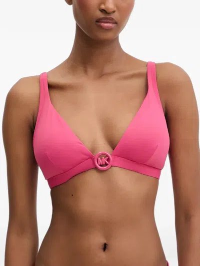 Michael Michael Kors Logo-plaque Bikini Top In Pink