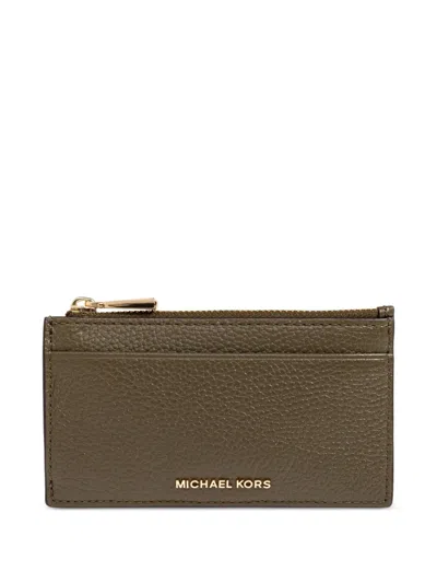 Michael Michael Kors Logo-plaque Pebbled Cardholder In Black