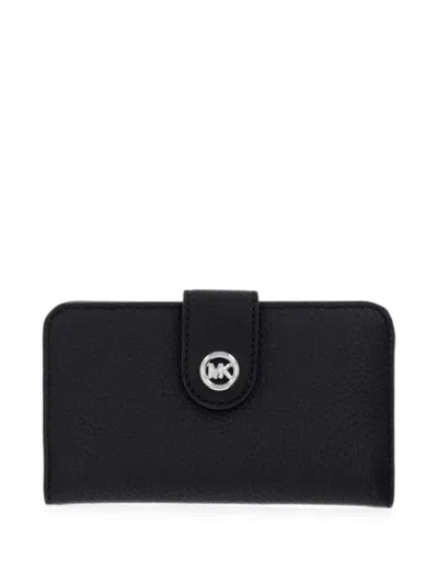 Michael Michael Kors Logo-plaque Pebbled Wallet In Black