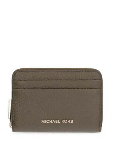 Michael Michael Kors Logo-plaque Pebbled Wallet In Brown