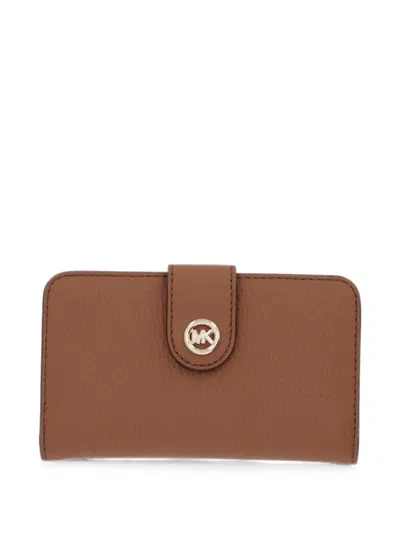 Michael Michael Kors Logo-plaque Pebbled Wallet In Red