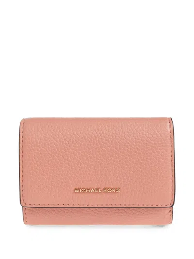 Michael Michael Kors Logo-plaque Pebbled-leather Wallet In Pink
