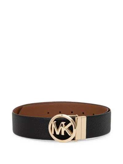 Michael Michael Kors Logo-plaque Reversible Belt In Black