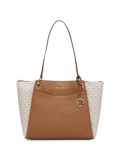 Michael Michael Kors Logo-print Pebbled Tote Bag In White
