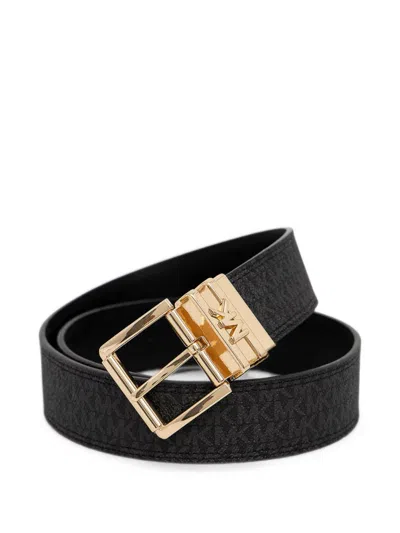 Michael Michael Kors Logo-print Reversible Belt In Black