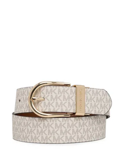 Michael Michael Kors Logo-print Reversible Belt In Neutral