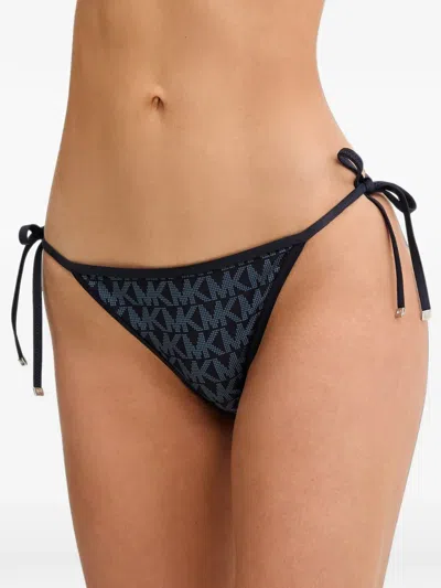 Michael Michael Kors Logo-print Side-tie Bikini Bottoms In Animal Print