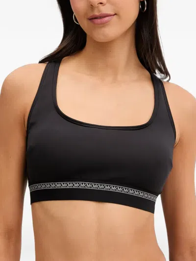 Michael Michael Kors Logo-tape Bikini Top In Animal Print