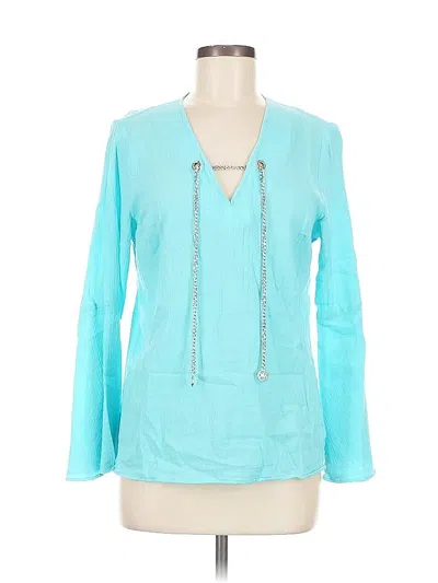 Pre-owned Michael Michael Kors Long Sleeve Blouse In Blue