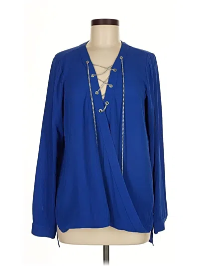 Pre-owned Michael Michael Kors Long Sleeve Blouse In Blue